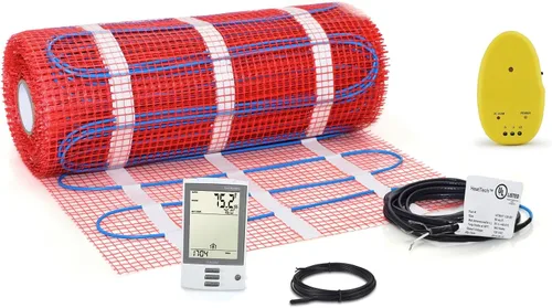 Miniatura 17 de Kit de alfombrillas calefactoras de suelo de 7.5 pies cuadrados de 120 V, sistema eléctrico de calefacción de suelo radiante, termostato