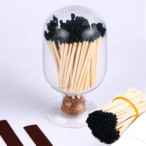 Miniatura 17 de Cerillas blancas incluidas (100 piezas), portacerillas de vidrio con encendedor, campana de vidrio para cerillas con encendedor, cerillas largas