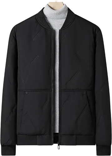 Miniatura 5 de Chaquetas acolchadas para hombre, cálidas, con cremallera, casual, chaqueta bomber softshell gruesa cortavientos, chaqueta universitaria, abrigos