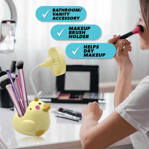 Miniatura 7 de Bonito ventilador de escritorio de pato amarillo con soporte para bolígrafo, ventilador de animales, decoración de pato para oficina, accesorios