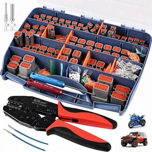 ST6310 Deutsch DT Kit de conector con crimpador, 2 3 4 6 8 12 pines conectores de cable impermeables automotrices con herramienta de crimpado