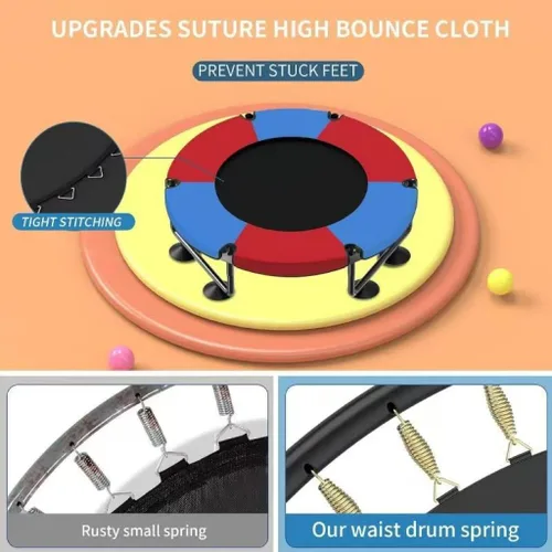 Miniatura 2 de Trampolín para niños, cama elástica completa antioxidante de 440 libras para interiores y exteriores con red, trampolín ajustable de 55 pulgadas