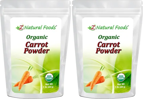 Miniatura 10 de Z Natural Foods Polvo de zanahoria orgánico, polvo de superalimento natural para la visión y la salud del corazón, ideal en jugos, batidos