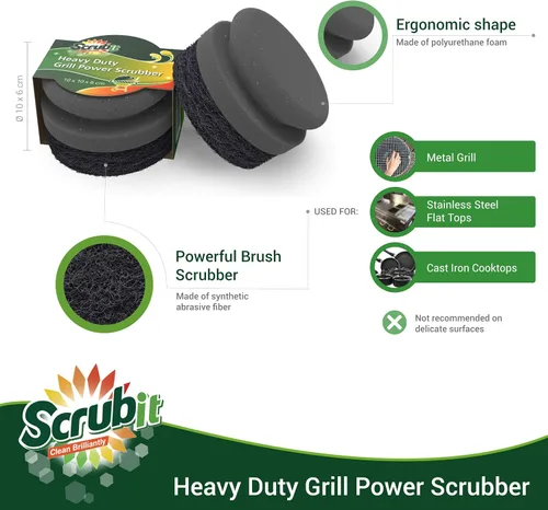 Miniatura 4 de SCRUBIT Cepillo de limpieza para parrilla, esponja para parrilla, limpiador de barbacoa sin cerdas con almohadilla de limpieza resistente