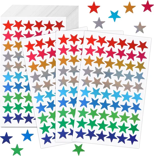 Miniatura 8 de 2400 calcomanías de estrellas para niños – Calcomanías holográficas de estrellas de recompensa para tabla de comportamiento, escuela, aula