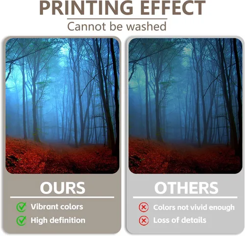 Miniatura 5 de Misty Forest Backdrop Halloween Eve Dark Blue Fog Fall Autumn Maple Leaves Woods Background for Thanksgiving Party Photography Studio Photo Booth