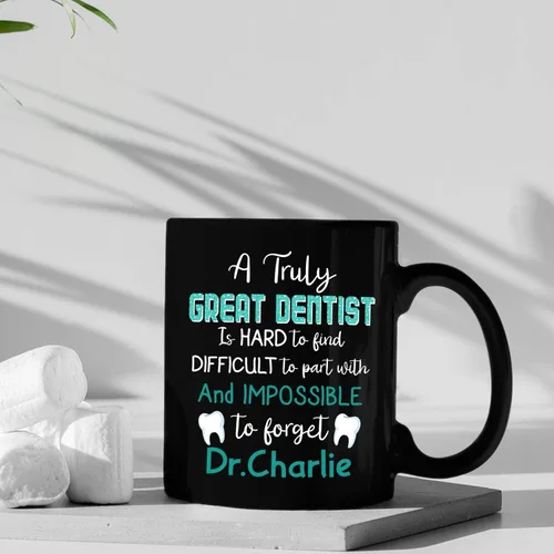 Miniatura 4 de Taza de café con texto en inglés "A Truly Great Dentist Is Hard To Find Difficult", taza de café negra de 11 onzas y 15 onzas, regalo personalizado