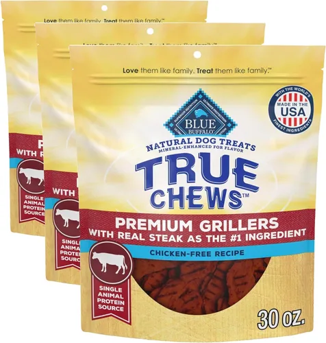 Miniatura 12 de Blue Buffalo True Chews Premium Grillers - Golosinas para perros, fabricadas en los Estados Unidos con ingredientes naturales, bistec, bolsa de 20