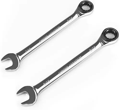 Miniatura 13 de Egofine - Llave combinada de trinquete de 7/16 pulgadas SAE, llave de engranajes de grado industrial con diseño de 12 puntos, trinquete de 72