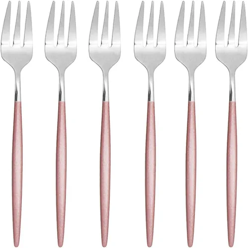 Miniatura 5 de Juego de 6 espátulas de pastel de pizza para tartas, espátulas de acero inoxidable 18/10, tenedores para tartas, mini tenedores para frutas
