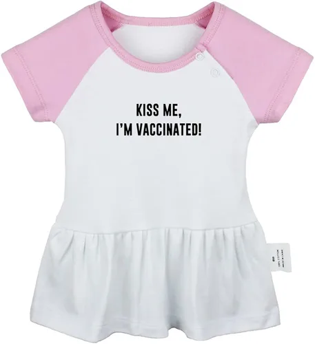 Miniatura 4 de Pack of 2, Kiss Me I'm Vaccinated & Hug Me I'm Vaccinated Funny Dresses Newborn Infant Baby Girls Princess Dress Ruffle