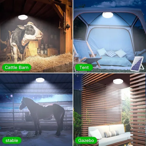 Miniatura 3 de MEIHONG Lámpara solar de techo para porche + focos solares de anochecer a amanecer, luces solares de paisaje, luces solares para jardín, porche