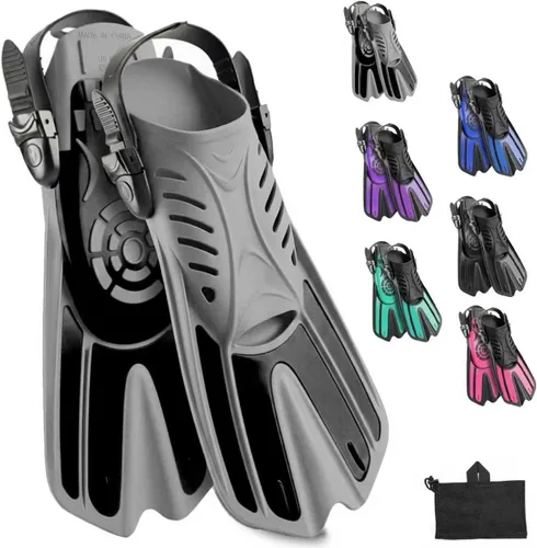 Miniatura 7 de Alatas de buceo y equipo de esnórquel para adultos, aletas de snorkel, aletas de natación abiertas, ajustables, para hombres, mujeres, niños, aletas