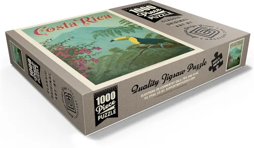 Miniatura 3 de MyPuzzle Costa Rica: Toucan in The Jungle, póster vintage, rompecabezas premium de 1000 piezas para adultos
