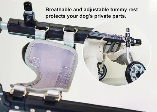 Miniatura 5 de Silla de ruedas ajustable para perros, ayuda de movilidad para patas traseras, cochecito ligero para perros con 4 ruedas, soporte y soporte