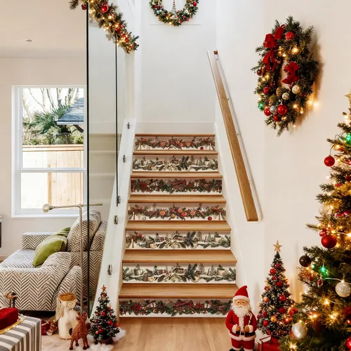 Miniatura 4 de AMAZING WALL Pegatinas elevadoras de Navidad para biblioteca de Navidad, calcomanías para escaleras autoadhesivas, 6