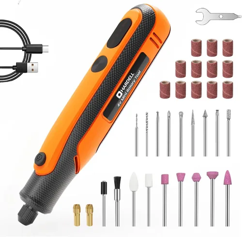 Miniatura 8 de HARDELL Mini herramienta giratoria inalámbrica de 4 V, kit de herramientas rotativas de 5 velocidades con 69 accesorios, herramienta giratoria Negro