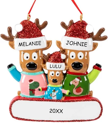 Miniatura 8 de Adorno personalizado con diseño de familia de renos