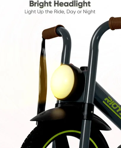 Miniatura 4 de RIDYEE Triciclo para niños de 2 a 5 años, triciclo para 3 años con luz delantera, rueda delantera de goma, manillar suave con serpentinas, asiento