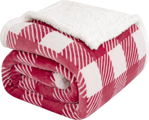 Miniatura 9 de Touchat Manta Sherpa Buffalo a cuadros tamaño individual de 60 x 70 pulgadas, mullida, suave y acogedora, manta de microfibra de felpa de franela