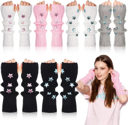 Miniatura 13 de Berlune 6 pares de mangas de brazo kawaii para mujer y niñas, calentadores de brazos de estilo japonés Y2K para disfraz escolar, 6
