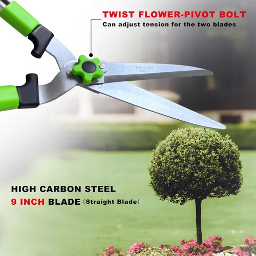 Miniatura 4 de Tijeras extensibles para setos, recortadora de jardín profesional con hoja recta, mango ajustable para bordes, arbustos y podas, cortadores