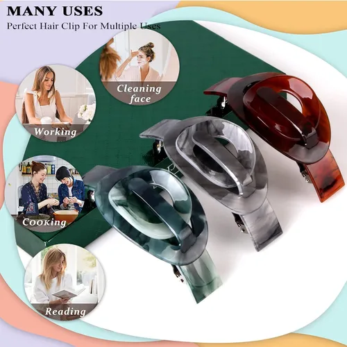 Miniatura 6 de Pinzas de pelo francesas acrílicas para cabello fino, pinzas planas para el cabello, lindas pinzas decorativas de plátano, pasadores para peinar