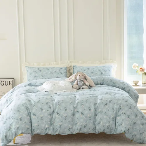 Miniatura 13 de Juego de ropa de cama individual 100% microfibra cepillada chic con flores, 3 piezas - Funda de edredón y 2 fundas de almohada con cierre