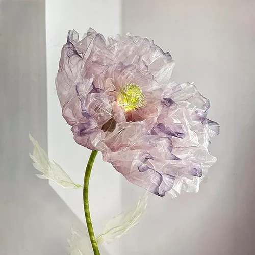 Miniatura 10 de Decoración de Flores Gigantes con Luz, 6.56 Pies Organza Floral Eléctrica Grande de Apertura Automática con Luz Parpadeante para Boda Cumpleaños