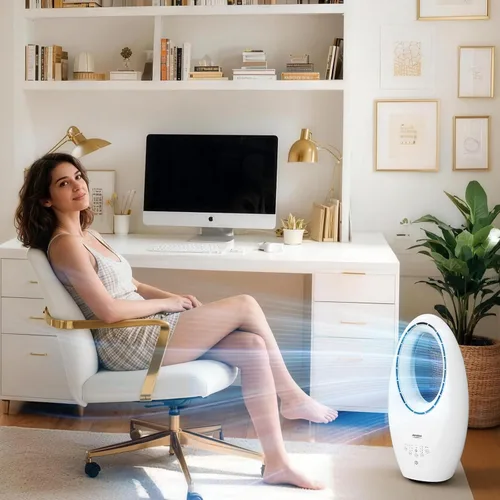 Miniatura 7 de ROVSUN Ventilador inteligente sin aspas, ventilador de torre sin aspas de 22 pulgadas con iluminación ambiental, ventilador de torre oscilante