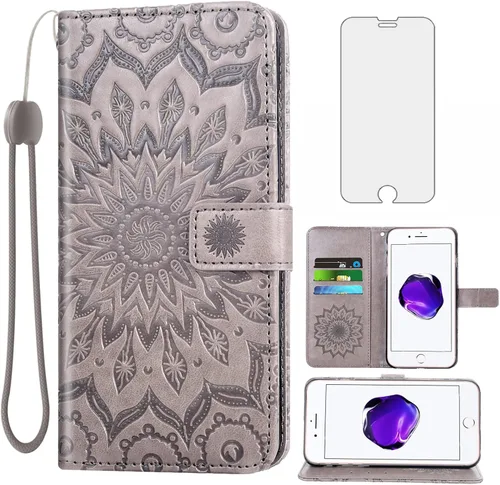 Miniatura 8 de Funda de teléfono para iPhone 7plus 8plus 7/8 Plus con protector de pantalla de vidrio templado, funda de cuero con tapa para tarjetero, accesorios