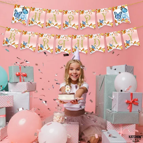 Miniatura 8 de KatchOn, Cartel grande de mariposa de feliz cumpleaños – NO DIY Cartel de mariposa de feliz cumpleaños Cartel de feliz cumpleaños de hadas