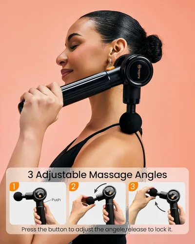 Miniatura 2 de NAPRE Pistola de masaje con mango de extensión y 3 ángulos ajustables, masaje de espalda de tejido profundo para cuello, hombros, cintura, piernas