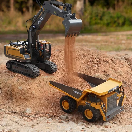 Miniatura 3 de DDAI Camión volquete de construcción a control remoto - Juguetes de camión volquete RC - Juguetes de construcción - Camión RC Juguetes para niños