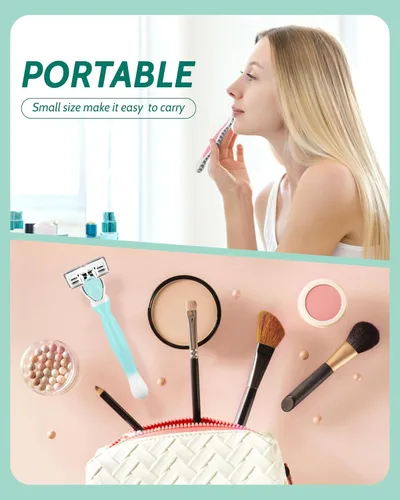 Miniatura 7 de 1 maquinilla de afeitar de viaje para mujer con 12 recambios de cuchillas, color verde