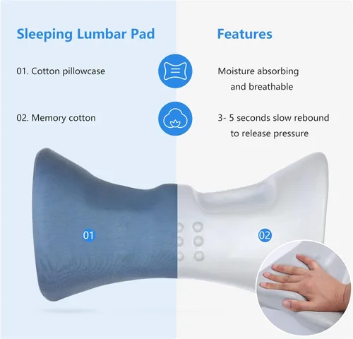 Miniatura 5 de Cozyhealth Almohada de apoyo lumbar para dormir, almohada lumbar calentada con calefacción de grafeno para aliviar el dolor de espalda baja, Azul