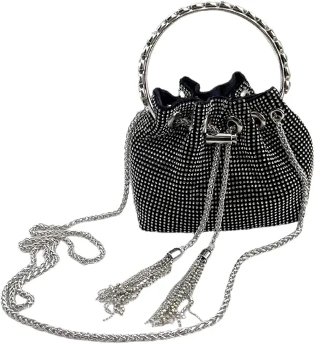 UMREN Bolsos Hobo con diamantes de imitación para mujer, elegante bolso de noche de cristal brillante para fiesta, club, boda