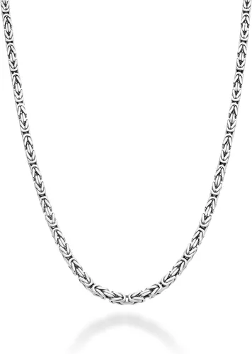 Miabella Collar bizantino cuadrado macizo de plata de ley 925 chapada en rodio italiano de 0.098 in para hombres y mujeres, hecho a mano en Italia