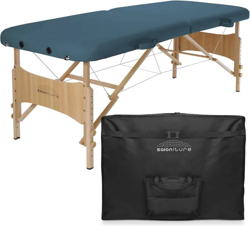 Saloniture Mesa de masaje plegable portátil básica - azul