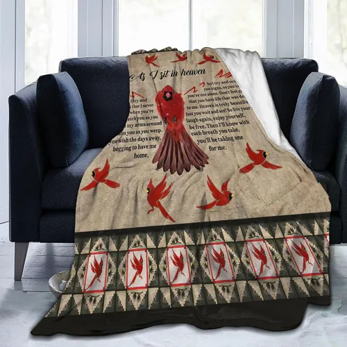 Miniatura 3 de Manta de Cardenal Rojo Heaven Cardinal Decor Manta de Tiro Regalos para Niñas Niños As I Sit in Heaven Ropa de Cama de Sofá Súper Cálida Suave Felpa