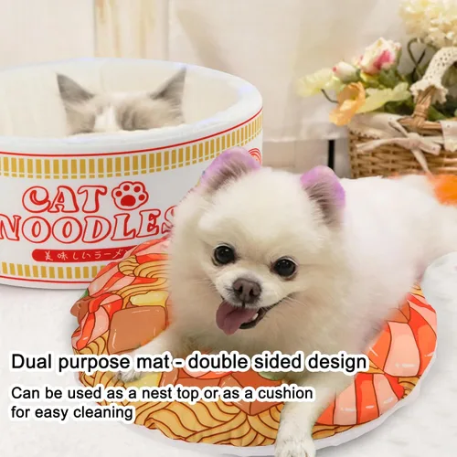 Miniatura 4 de 寵幸 Cama de Fideos Ramen para Perros y Gatos, Mantiene el Calor y Súper Suave Nido Creativo para Mascotas para Gatos de Interior, Cojín Extraíble