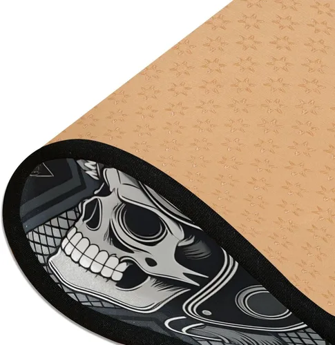 Miniatura 6 de Calavera con alfombra vintage para motocicleta, alfombra antideslizante para cocina, alfombra de área suave para baño, entrada, pasillo, comedor