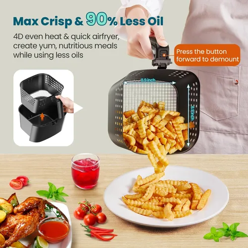 Miniatura 2 de Nuwave Brio - Freidora de aire 10 en 1, capacidad de freidora de aire de 6 cuartos de galón con sonda inteligente, horneado para comidas rápidas