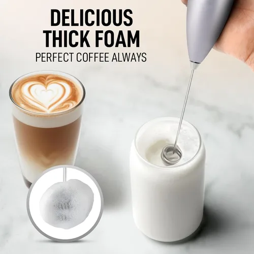 Miniatura 571 de Zulay Milk Boss Espumador de leche potente manual, hace espuma para latte, batidor para mezclar bebidas, café, miniespumador para capuchino, frappé