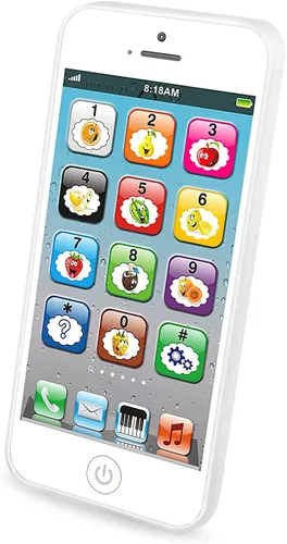 Miniatura 8 de Juguete de aprendizaje para jugar teléfono celular con 8 funciones y luces deslumbrantes, juguete interactivo para bebés, niños y niñas Negro