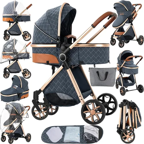 Miniatura 13 de Cochecito de bebé 2 en 1 reversible portátil estándar, cochecito convertible plegable para bebé, carriola para recién nacidos, capazo plegable de 2
