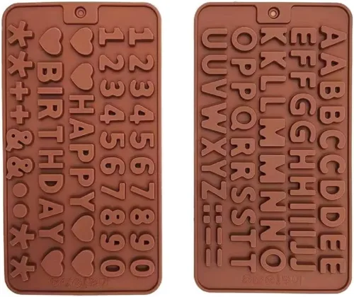Moldes de silicona para letras, moldes de silicona para números de chocolate, paquete de 2 moldes reutilizables y antiadherentes para decoración de