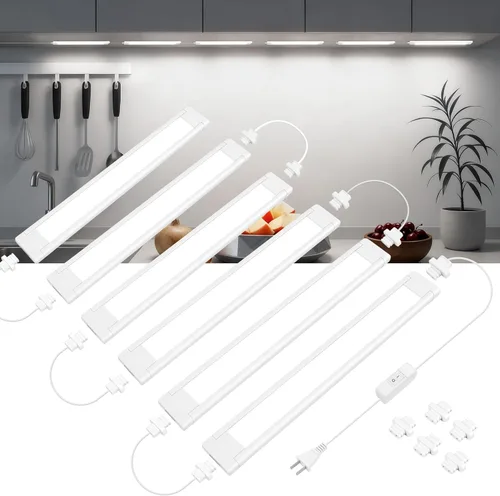 Miniatura 10 de maylit Barra de luz LED ultra brillante enlazable de 14 pulgadas, lámpara apta para inquilinos, luces interiores con cable para armario de cocina