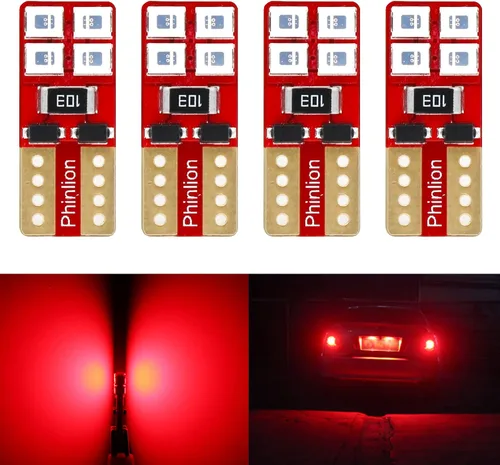 Miniatura 14 de PHINLION 12V T10 168 194 Bombillas LED amarillas ámbar, súper brillantes, miniatura 2835 8-SMD, cuña 12961 12396 para luces interiores de coche