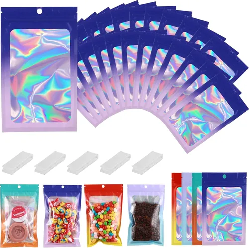 Miniatura 34 de 400 bolsas de Mylar resellables de 4 x 5 pulgadas, color negro, para almacenamiento de alimentos, bolsa resellable de Mylar con ventana transparente
